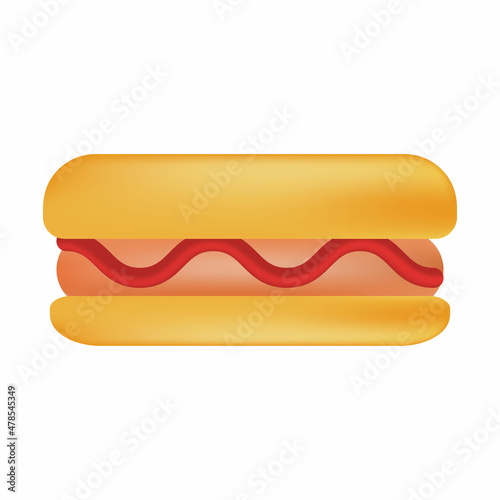 3d hot dog, Vector illustration isolated on a white background.