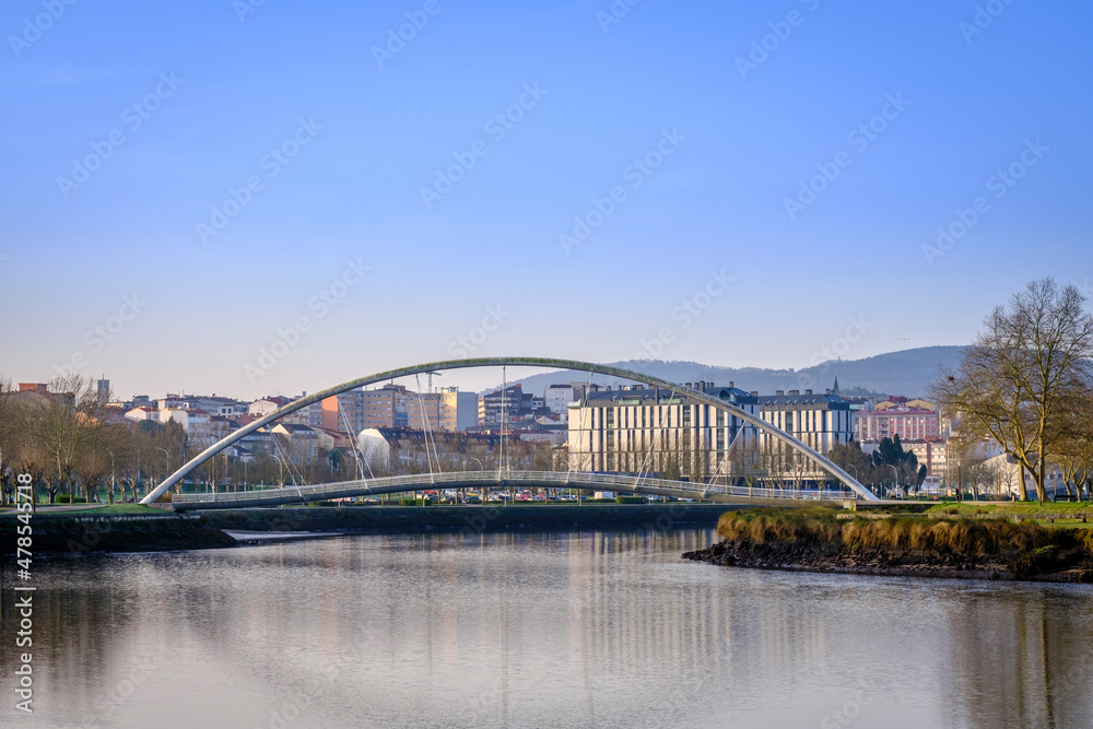 Suspended pedestrian bridge in the city of Pontevedra (Spain)