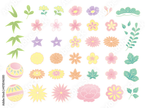 Japanese style handwriting flower set