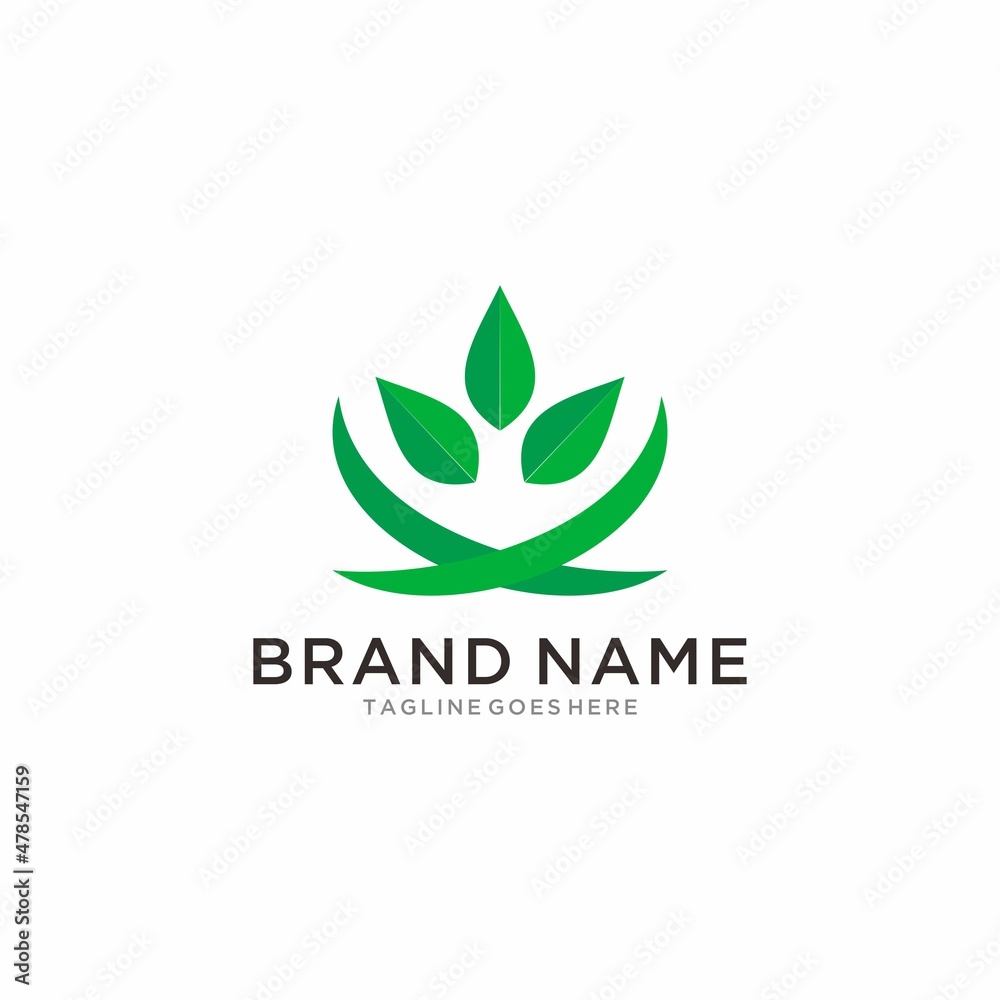 Natural fresh green leaf logo design