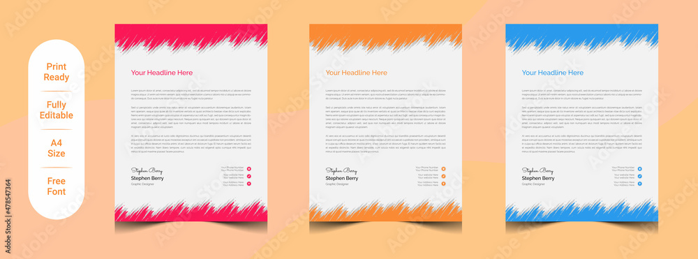 Creative business letterhead design for the corporate office. abstract design illustration. creative abstract professional informative newsletter official
