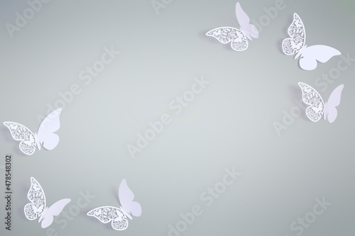 White butterfly Wedding Place Cards with copy space