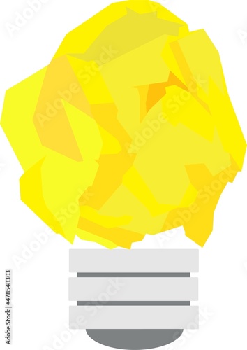 crumpled paper bulb idea vector