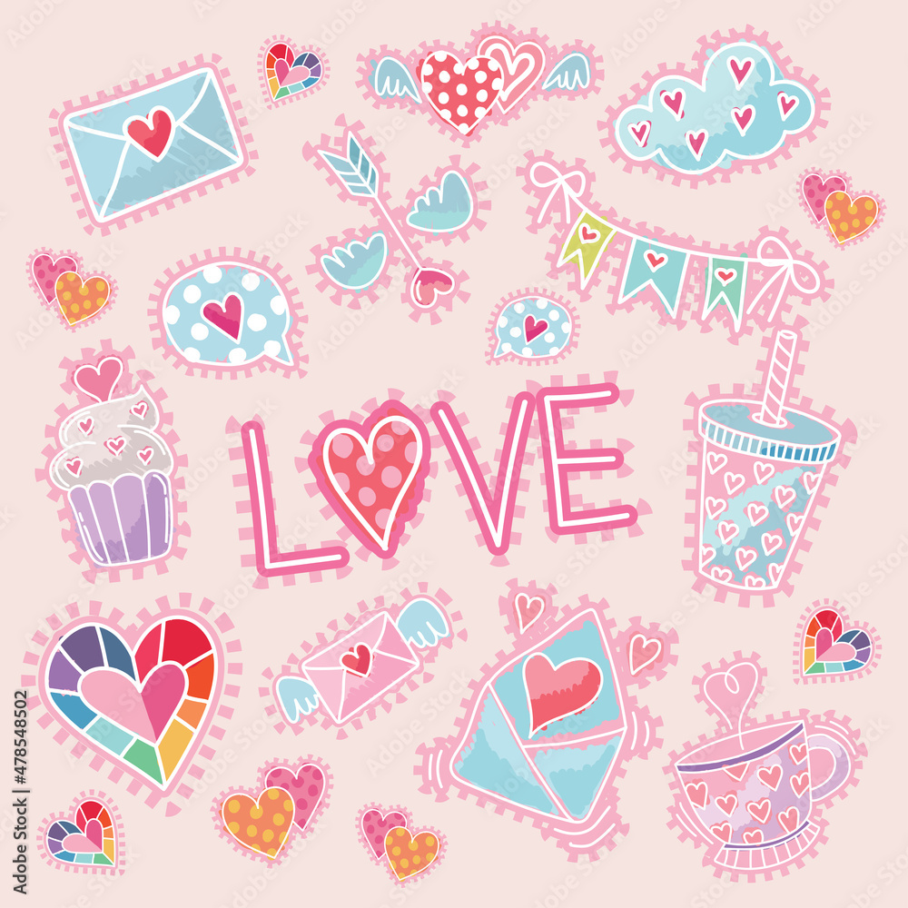 valentine objects cute item vector design valentine objects cute item vector design