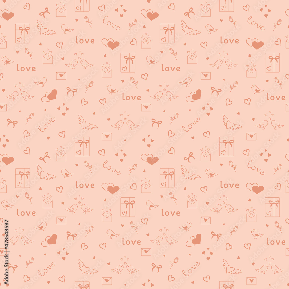 Valentines Day Greeting cards Drawing thin lines blank template with space for text in a minimalistic style Concept of publishing advertising banners on social networks.