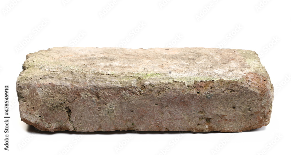 Old, dirty red brick isolated on white Old, dirty red brick isolated on white