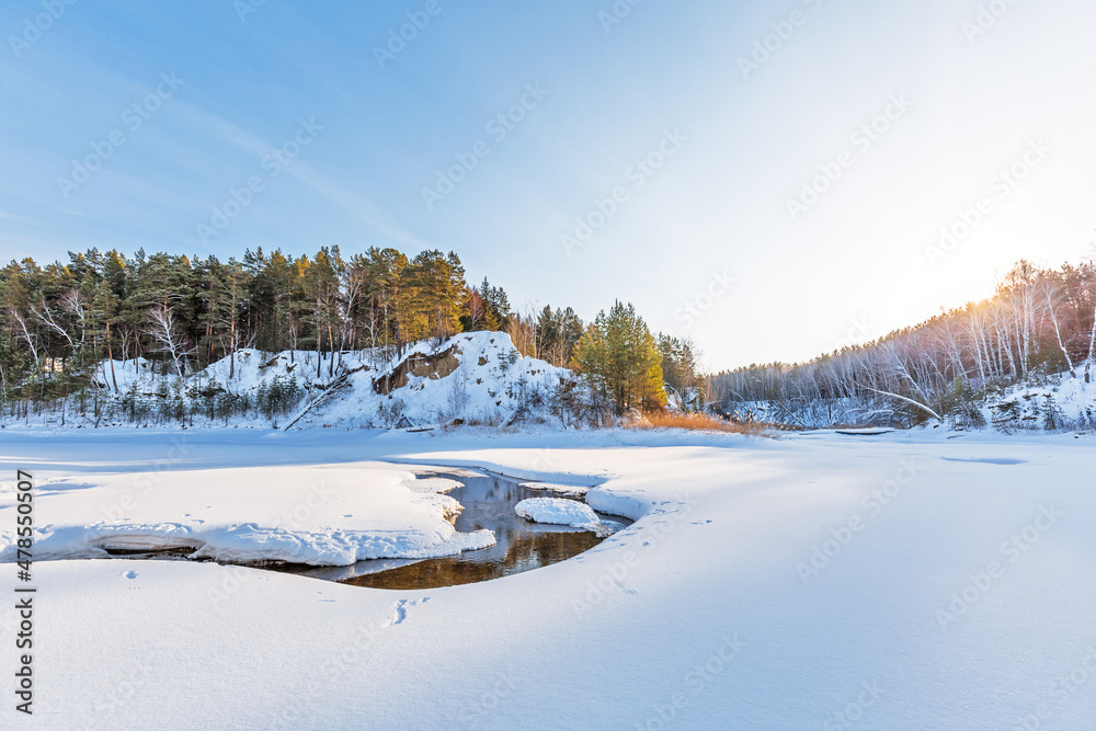 Winter landscape with a river. Western Siberia Winter landscape with a river. Western Siberia