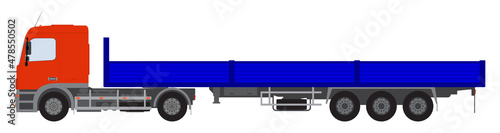 Color image of a freight road train. Vector illustration.