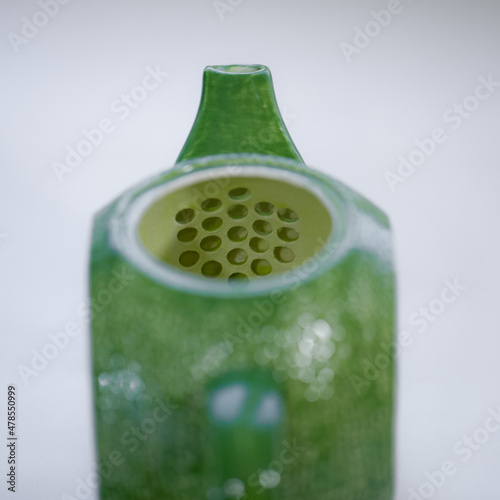 Teapot lime green. Handmade ceramic tea set