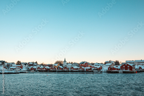 Typical Norwegian village between fjords in the arctic circle © Javier