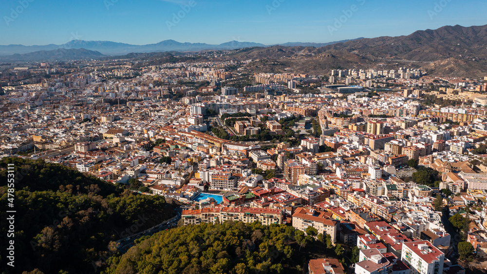 Aerial photo from drone to of Malaga and the new residential areas of Malaga.Spain, Costa del sol, Andalusia (Series)

