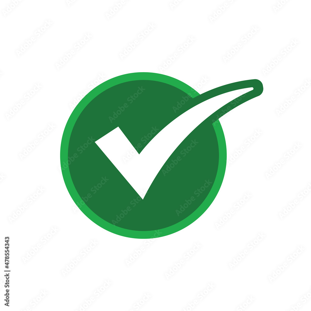 Green check mark icon inside a circle. Tick symbol in green color ...