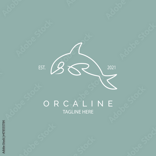 Orca whale logo icon line style template design for brand or company and other
