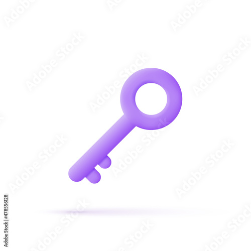 3d key icon isolated on white background. Trendy and modern vector in 3d style.