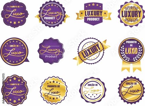 Set Selos, Selo LUXO, Selo de Qualidade, Selo luxury, Selo de produtos de alta qualidade, selos em vetor, luxo, edição de luxo