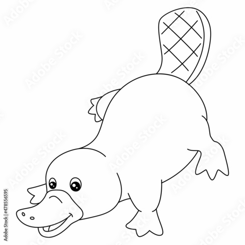 Platypus Coloring Page Isolated for Kids