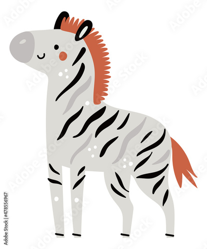 Zebra icon. Cute safari animal with black stripes