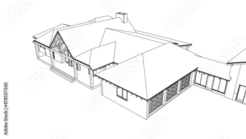 house sketch drawing. ranch, texas house