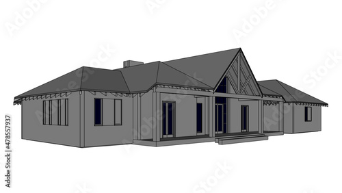 3d render of ranch, texas house