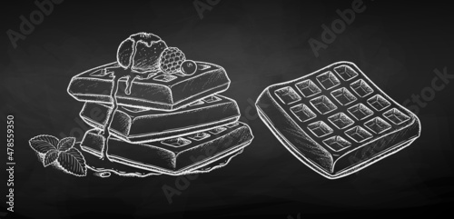 Vector chalk illustration of Waffles