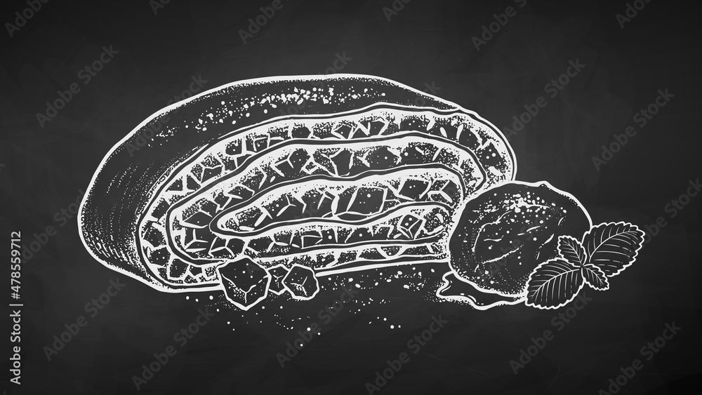 Vector chalk illustration of Apple Strudel