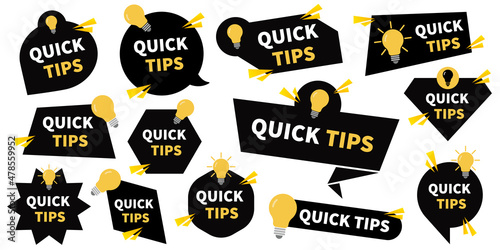 Quick tips vector signs collection. Idea or quote bubbles. Frames for text