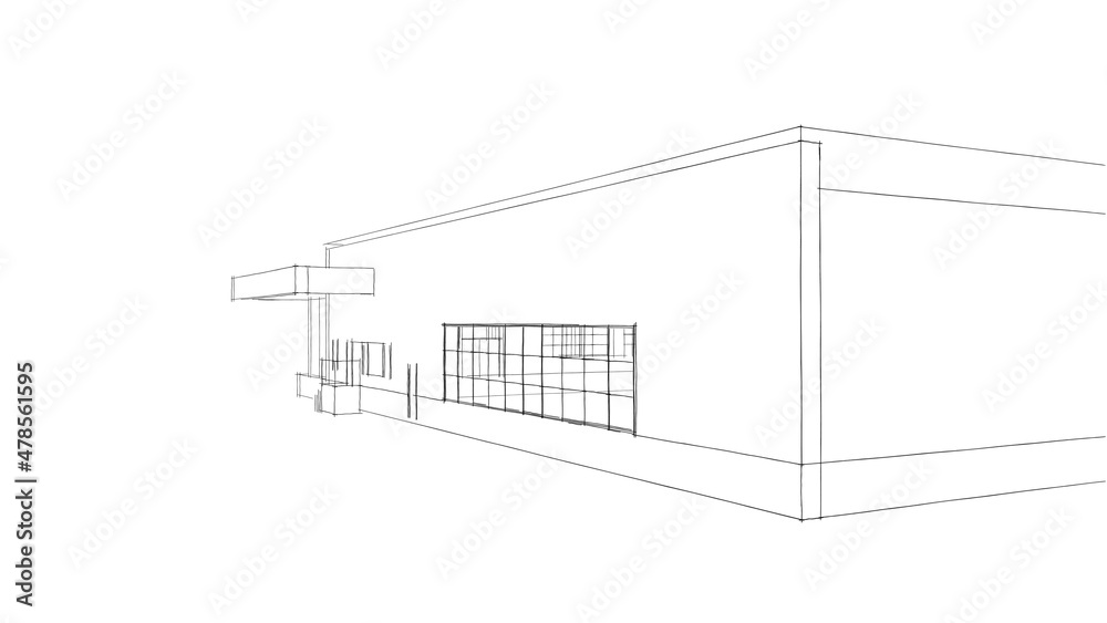 facade of an industrial building and warehouse, 3d render facade of an industrial building and warehouse, 3d render