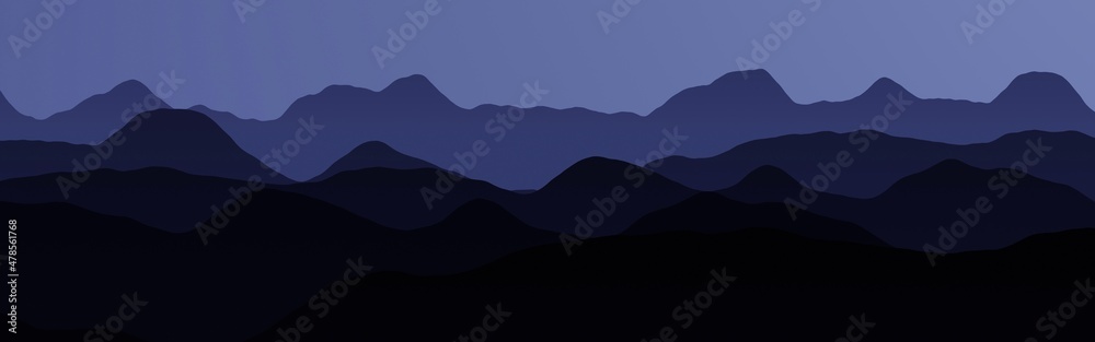 cute mountains at the night digital art texture or background illustration