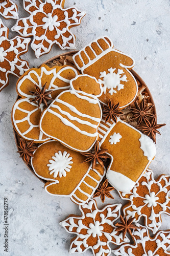 Gingerbread cookies in the form of snowflakes