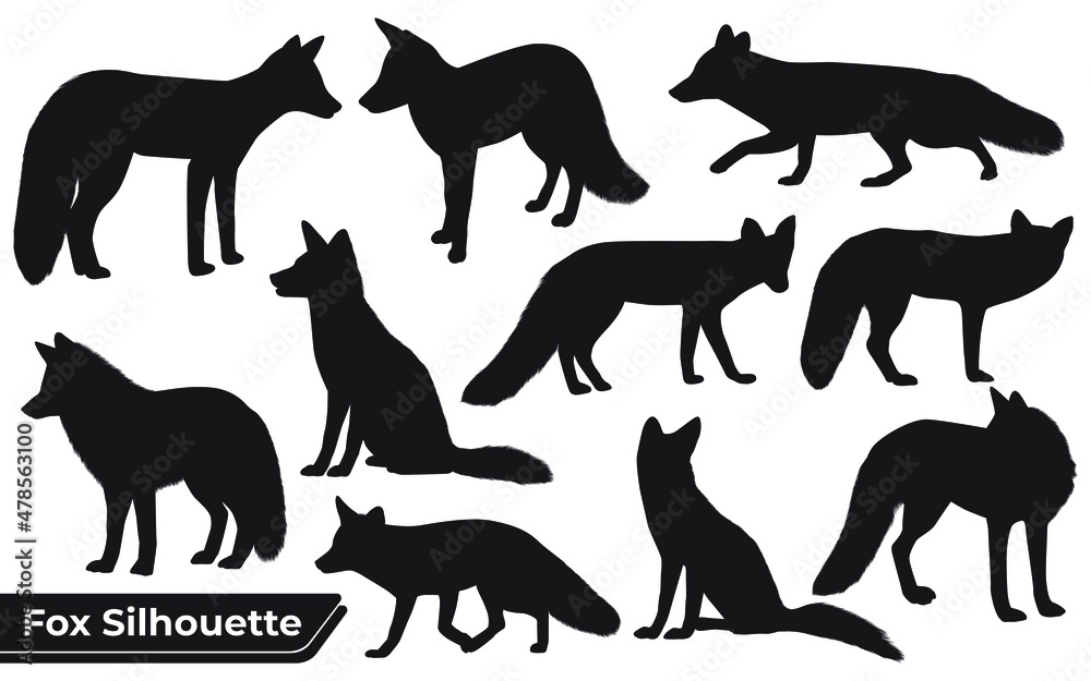 Animal Fox silhouette in different poses