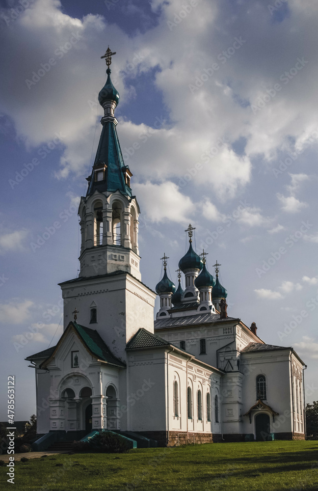 church, architecture, religion, cathedral, orthodox, building, temple, sky, cross, tower, city, travel, dome, monastery, history, religious, landmark, ancient, st, town, apostle, archangel, belarus, c