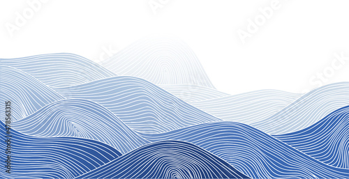 abstract japanese landscape on light background with gradient	