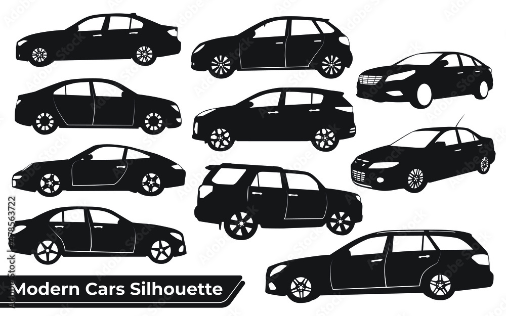 Collection of Modern Car Silhouettes vector