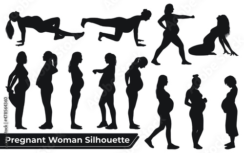 Collection of Pregnant Woman Silhouette vector