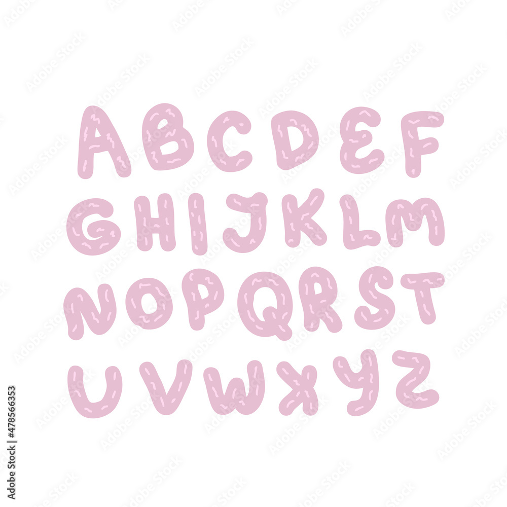 Set of pink alphabet of latin letters. Perfect for poster, party invitation and print. Hand drawn vector illustration for decor and design.
Set of pink alphabet of latin letters. Perfect for poster, party invitation and print. Hand drawn vector illustration for decor and design.
