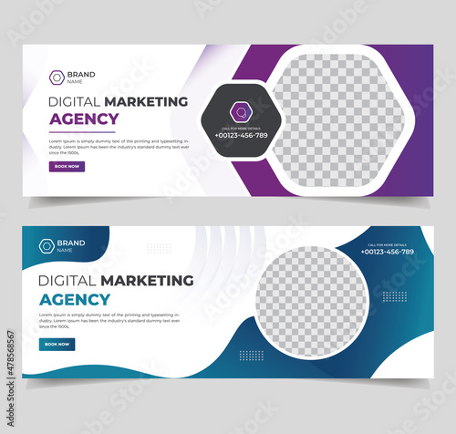 Marketing agency facebook cover and banner template Design
