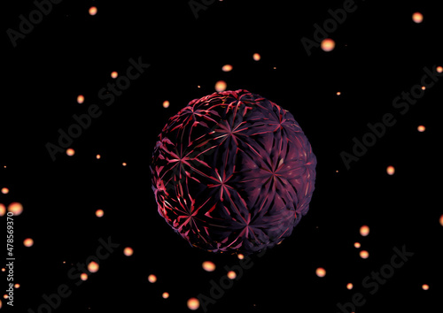 Beveled cosmic cell background with stars