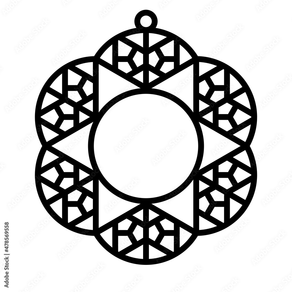 Design element in the shape of a geometric flower. Traditional Japanese craft Kumiko. Design element in the shape of a geometric flower. Traditional Japanese craft Kumiko.