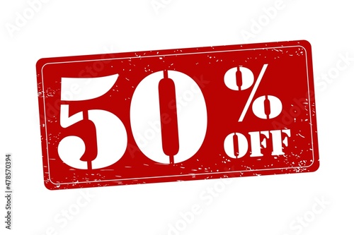 50 percent off discount red stamp