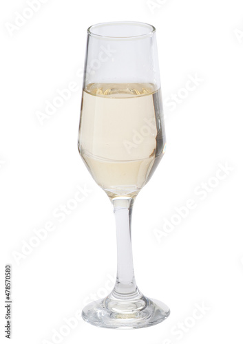 Copo de vidro com vinho em fundo branco