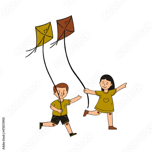 children playing with kite, kites festival