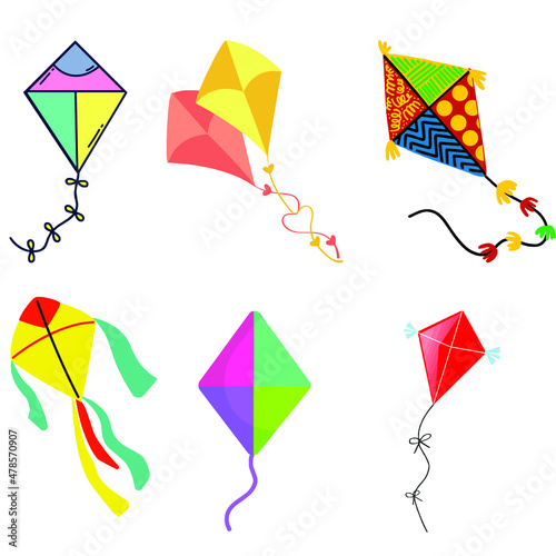 kites isolated on white background
