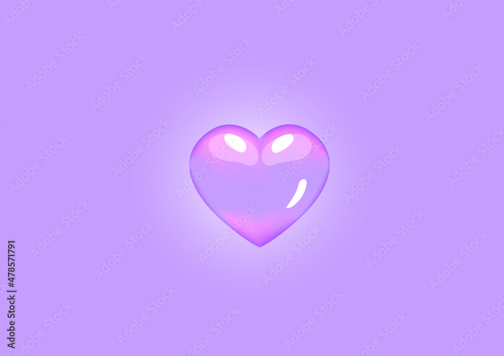Heart, Symbol of love and Valentine's Day. Volumetric heart isolated on a purple background. Vector illustration.