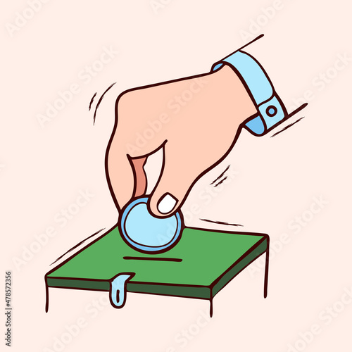 Muslim charity with simple colored hand drawn vector illustration