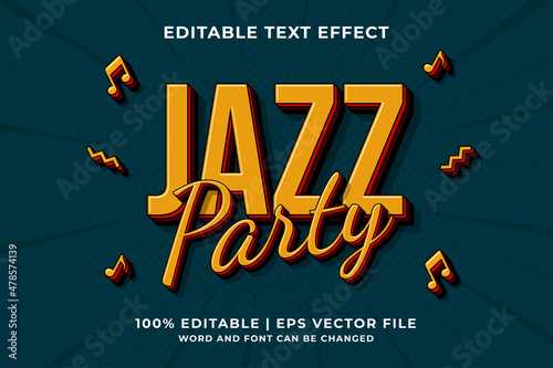 Editable text effect - Jazz Party Retro template style premium vector