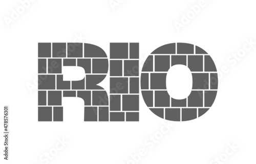 Photo collage frames template in Rio lettering. Country vacation icon photo collage frames template with family. Vector collage layout for photo montage. Rio template with masking area.
