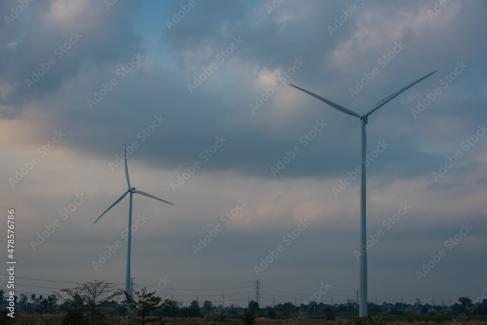 wind turbines in the field. Wind Turbines generating electricity on blue sky wind turbines in the field. Wind Turbines generating electricity on blue sky