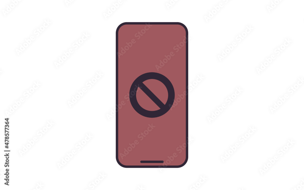Block symbol on smartphone and forbidden sign flat vector illustration. Block symbol on smartphone and forbidden sign flat vector illustration.