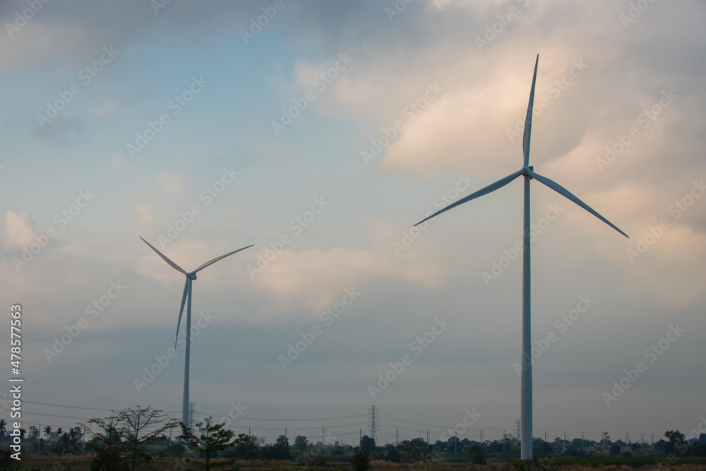wind turbines in the field. Wind Turbines generating electricity on blue sky wind turbines in the field. Wind Turbines generating electricity on blue sky