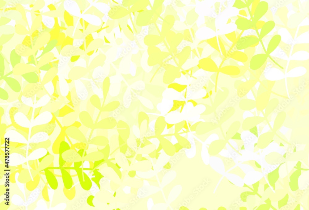 Fototapeta premium Light Green, Yellow vector natural backdrop with leaves.